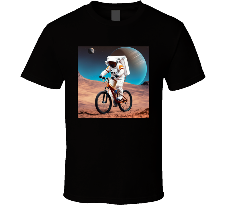 Astronaut In Mars In Bicycle Riding With Earth In Background Cool Astro Lover Gift T Shirt