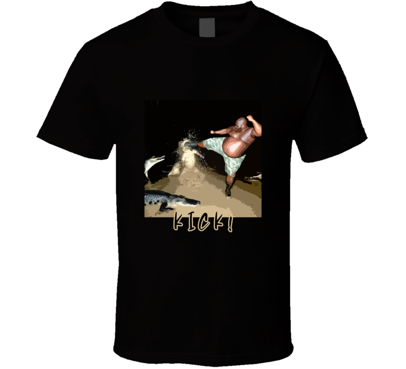 Man Kicking Alligator Meme Funny Gift T Shirt