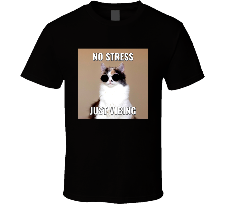No Stress Just Vibing Funny Cat Meme T Shirt