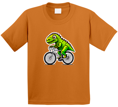 Dino Riding A Bicycle Cool Cartoon T  For Kids T Shirt
