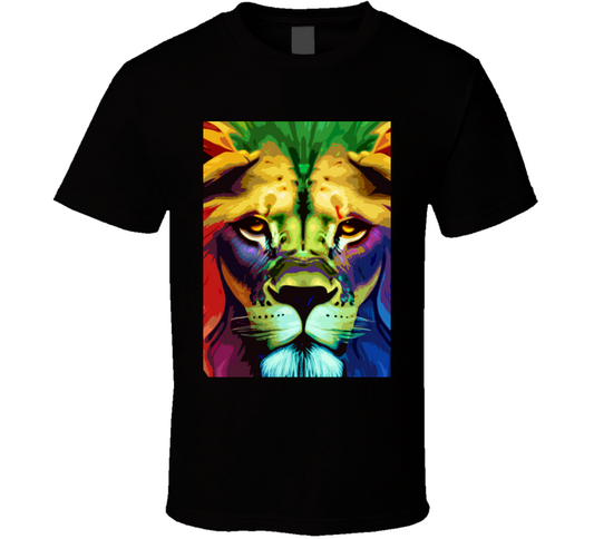 Colorful King The Lion Face Cool Gift T Shirt