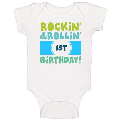 Rockin And Rollin 1st Birthday Baby One Piece