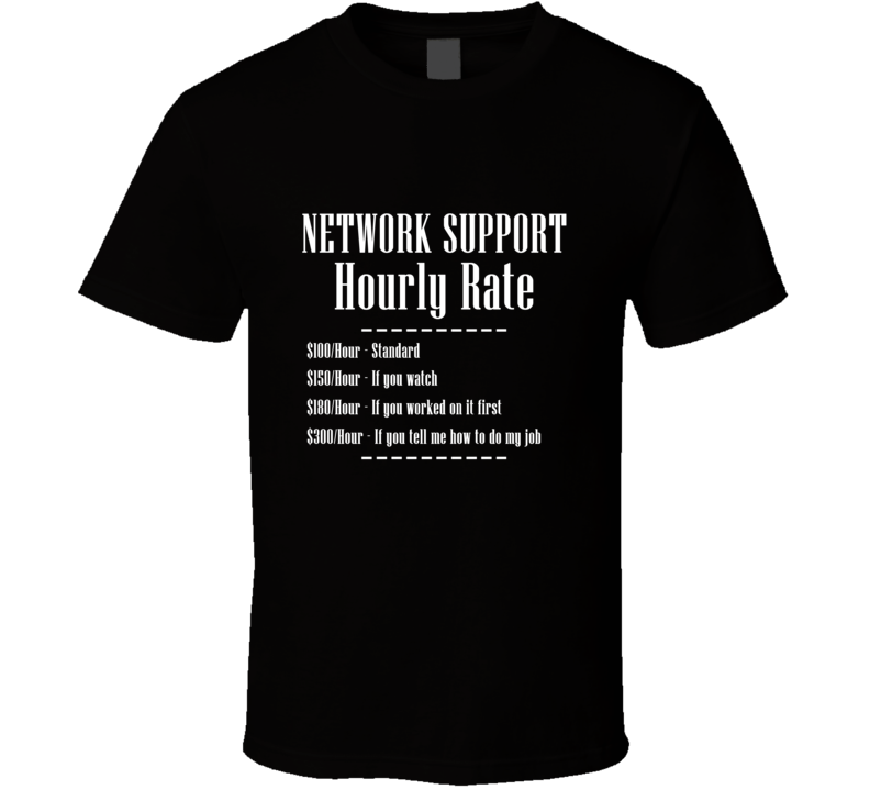 Network Support Job Hourly Rate Funny T Shirt