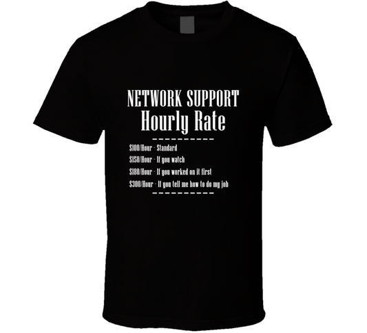 Network Support Job Hourly Rate Funny T Shirt