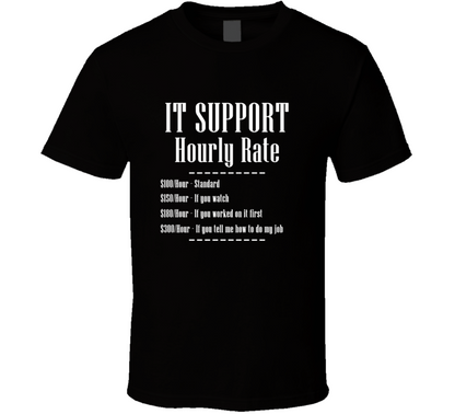 It Support Job Hourly Rate Funny T Shirt