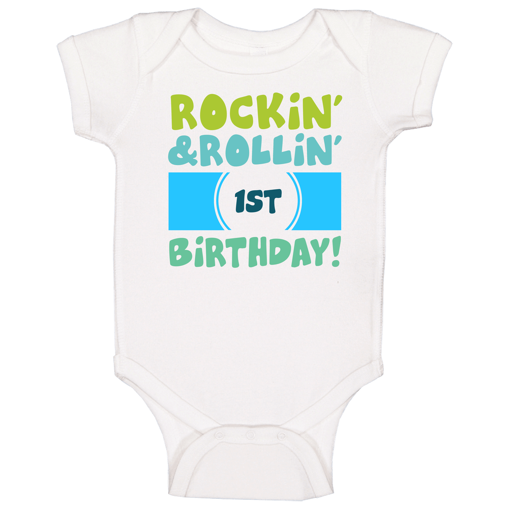 Rockin And Rollin 1st Birthday Baby One Piece